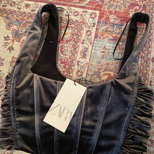 Zara Grey Velvet Corset